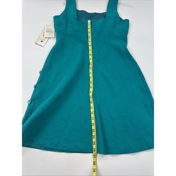 Vintage DONNA RICCO Sleeveless Dress Womes 8P Green Linen Lined A-Line Y2K NEW - Picture 10 of 12